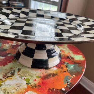MacKenzie-Childs 16" Large Courtly Check Pedestal Platter